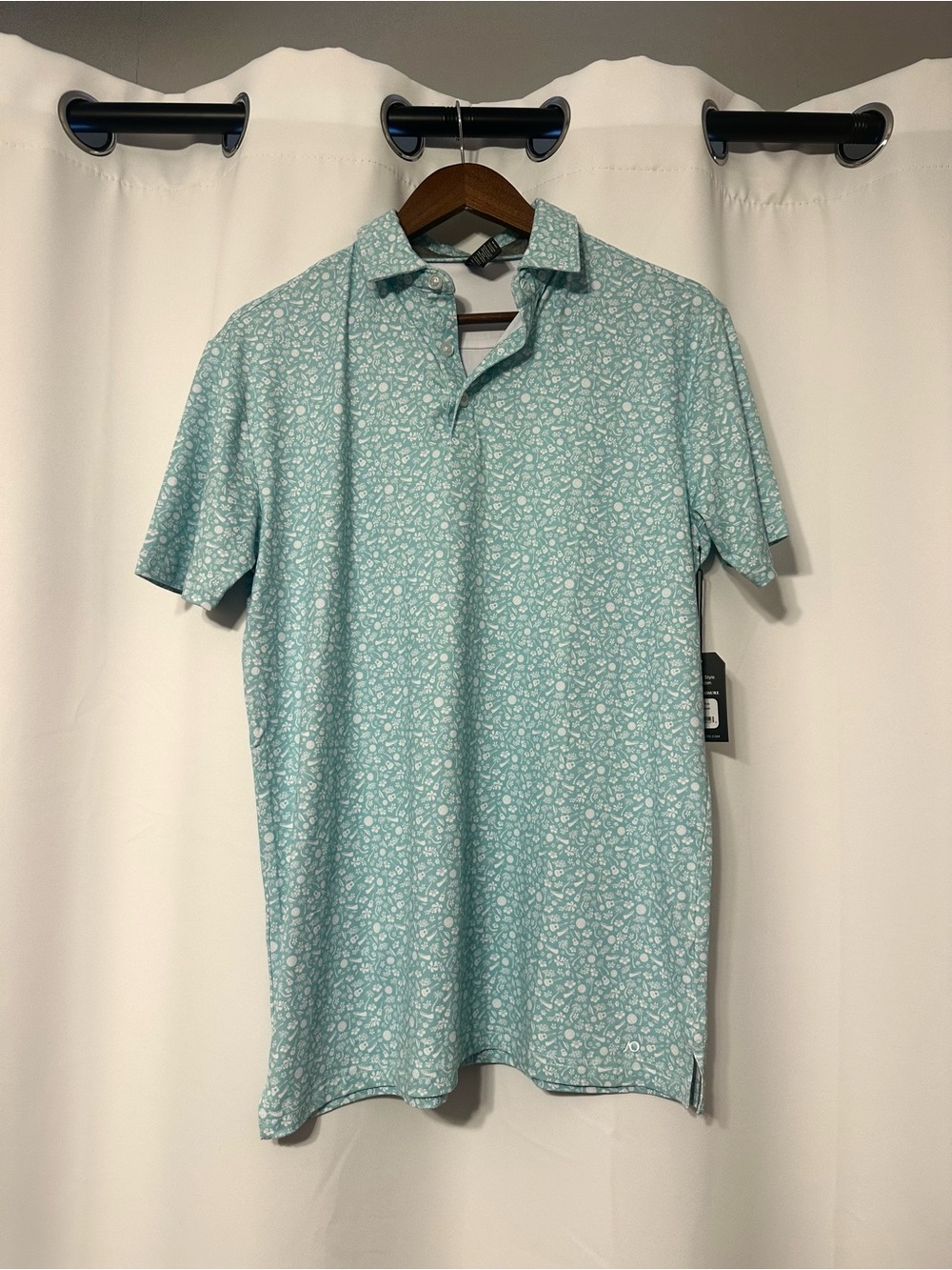 Men's Teal Floral Short-Sleeve Polo